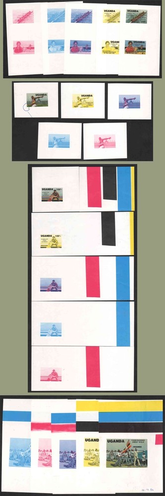 Uganda 1983 Los Angeles Olympics set & SS each in five progressive MASTER PROOFS