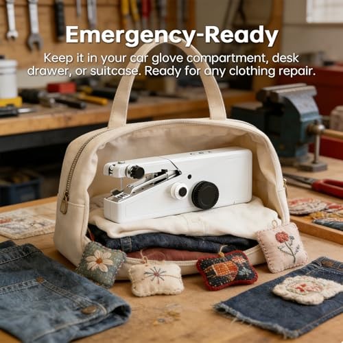 Handheld Sewing Machine For Beginners, Mini Sewing Machine Portable, Easy White