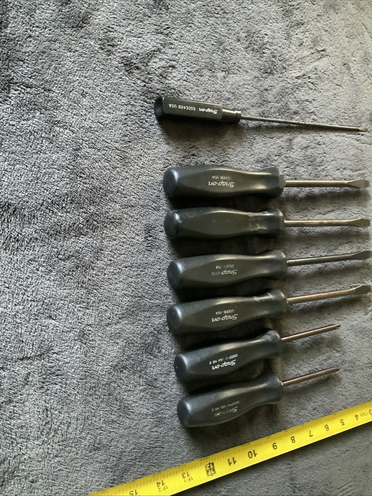 Snap On 7pc Screwdriver Set, Mixed Lot, See Pics….used…..surface Rust On Some