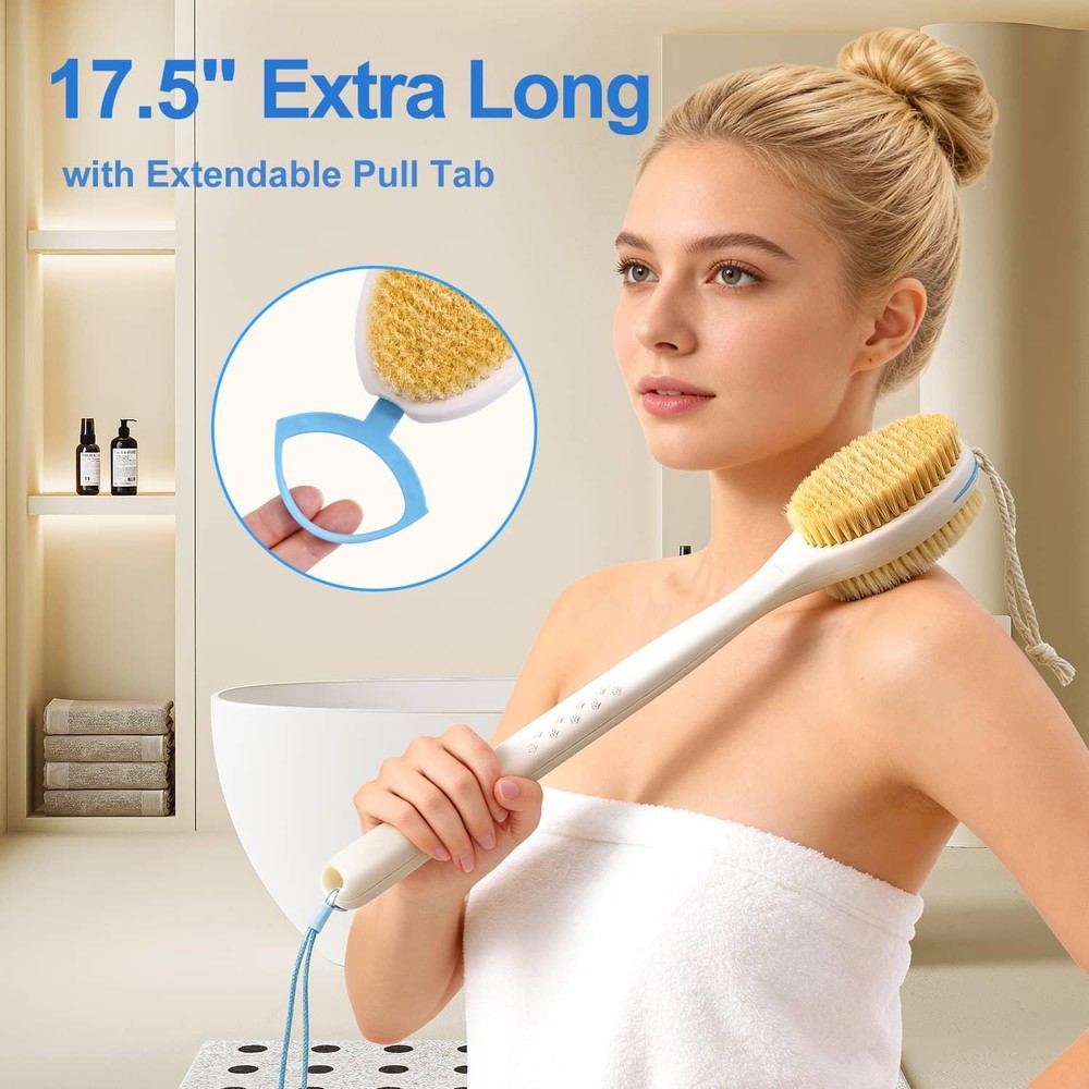 ® Extendable Back Scrubber (17.5"-31.9"), Dual-Sided Long Handle Shower Brush...