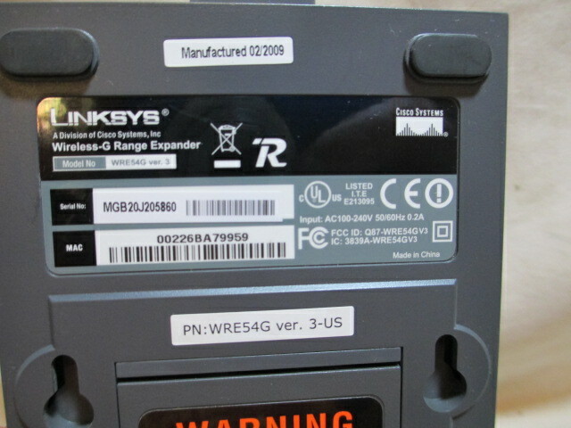 Cisco-Linksys WRE54G Wireless-G Range Expander