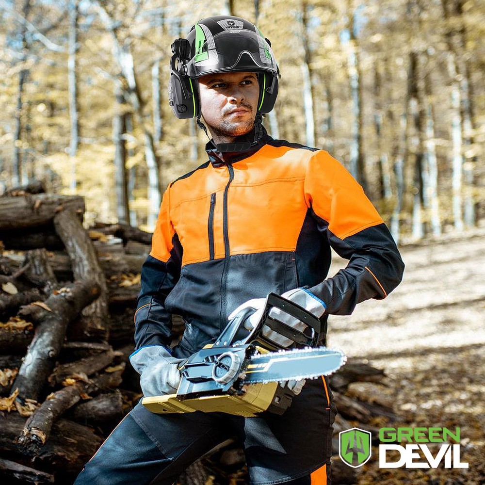 Vented Hard Hat with Visor and Bluetooth Ear Muffs for Construction Safety
