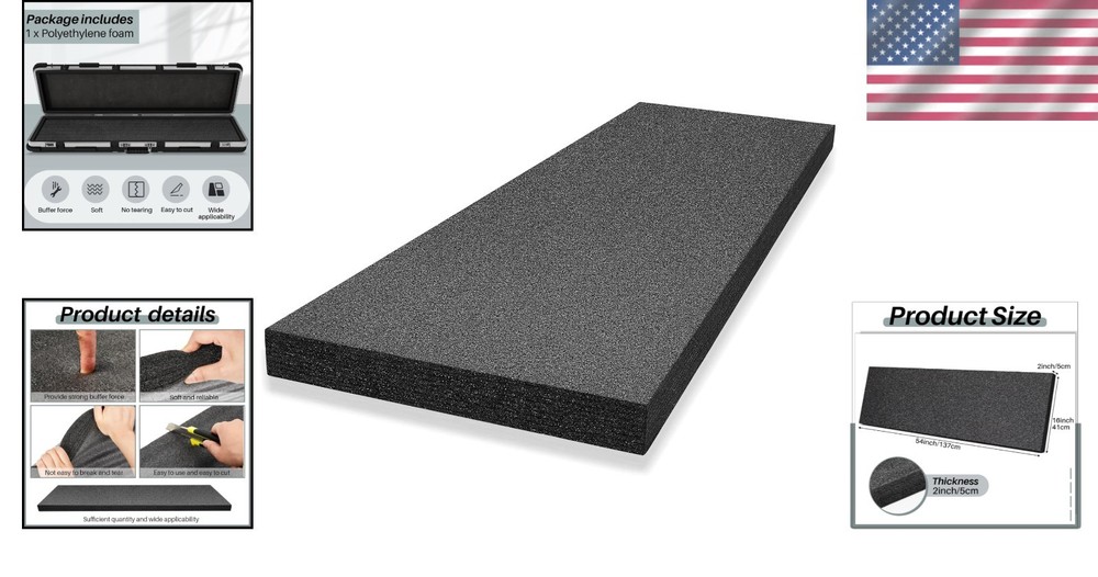 2-Pack Packing Foam Sheets - 54X16X2 Customizable Polyethylene Insert Pads