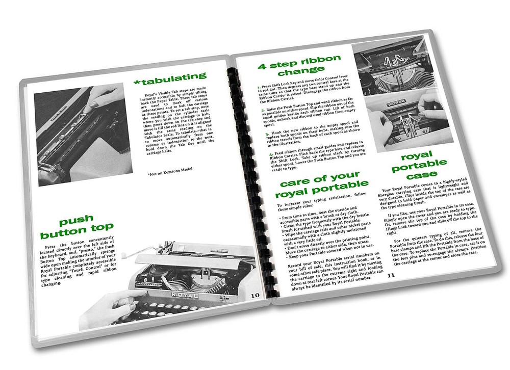 Royal Quiet De Luxe Typewriter (1950-1954) Operating Instructions User Manual