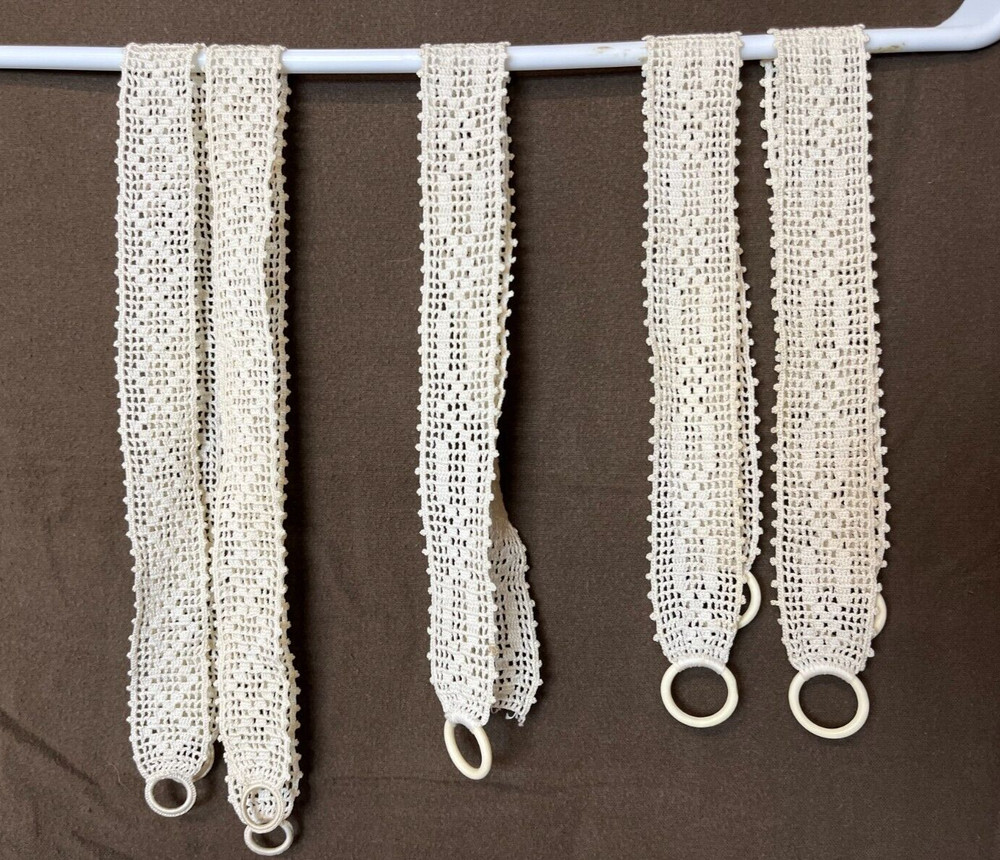 5 ) Vintage Crochet Curtain Tie Backs