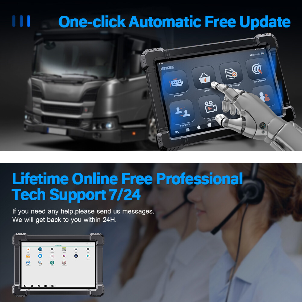ANCEL X7HD 24V Heavy Truck Diagnostic All System OBD2 Scanner Coding Programming