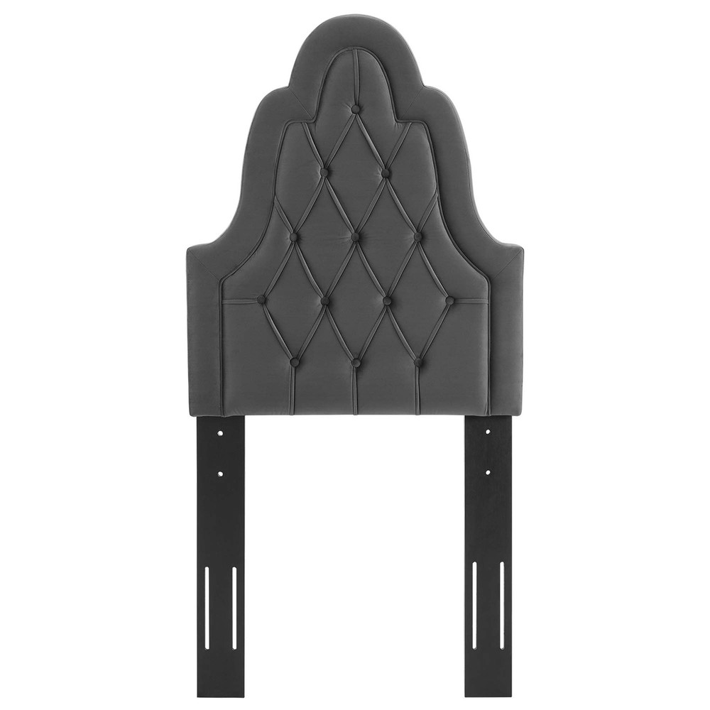 Modway Augustine Tufted Performance Velvet Twin Headboard in Charcoal