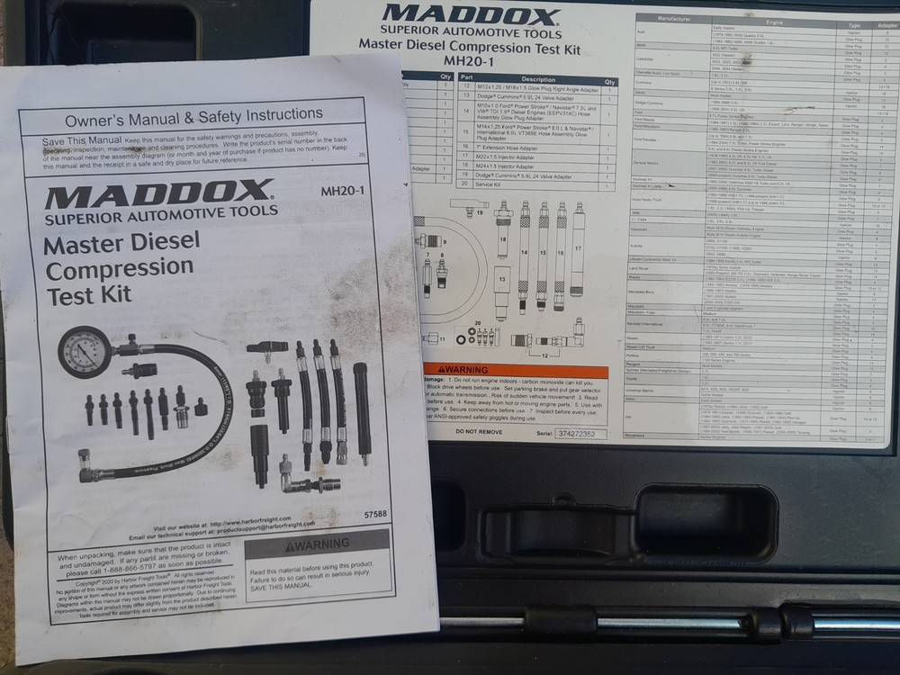 Maddox Master Diesel Compression Test Kit MH20-1 Complete with Case 57588