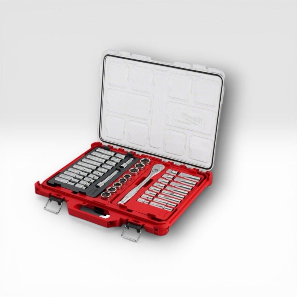 Milwaukee Tool 47pc Socket Set 1/2” Drive Metric SAE Ratchet Packout NEW