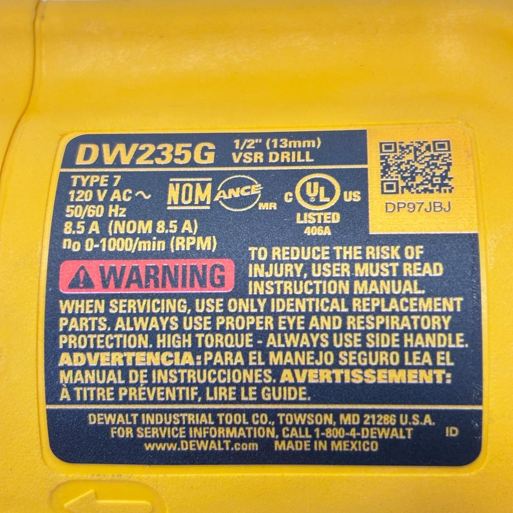 DeWalt 1/2" Heavy-Duty Variable Speed Corded Drill DW235G