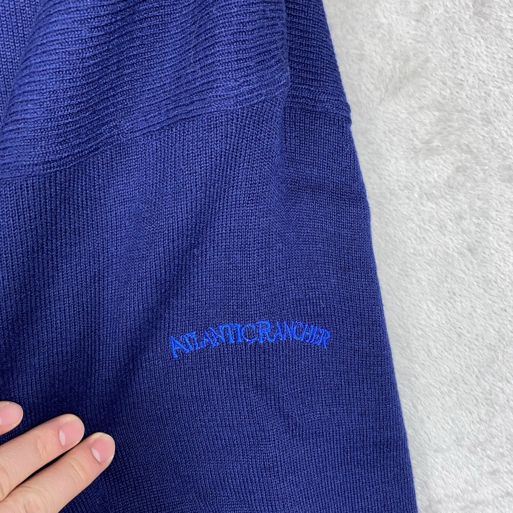 Atlantic Rancher Wool Blend V-Neck Sweater Men’s L Blue Heavy Pullover Lined