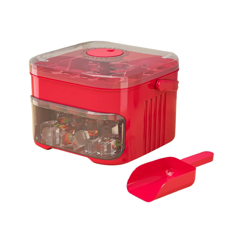 50 Cube Ice Maker Double Layer Press Release Ice Tray Fridge Storage Box