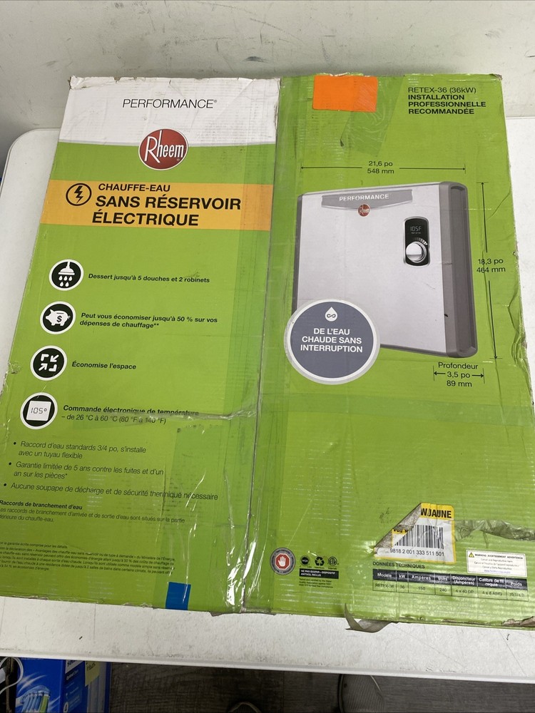Rheem Performance 36kw Tankless Electric Water Heater  RETEX-36) *READ* as is