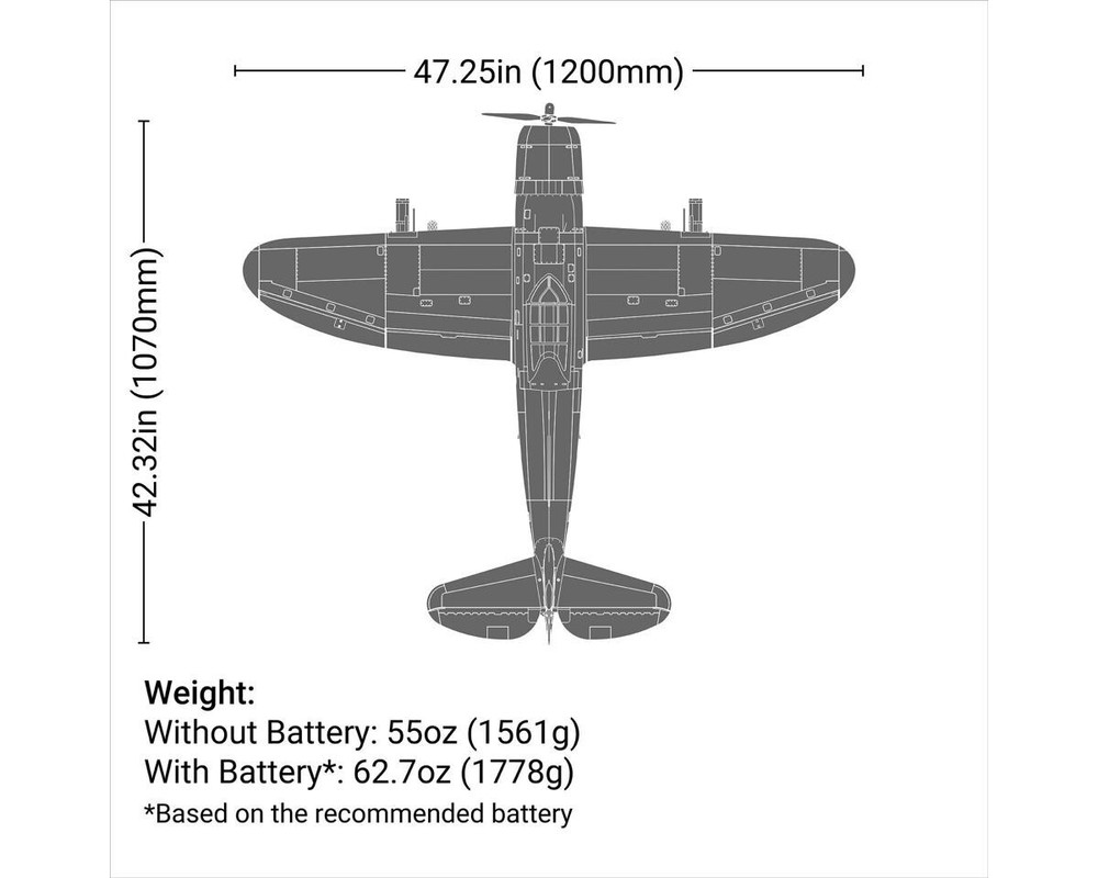 E-flite EFlite P47 P-47 Razorback BNF Basic Electric RC Airplane AS3X & SAFE