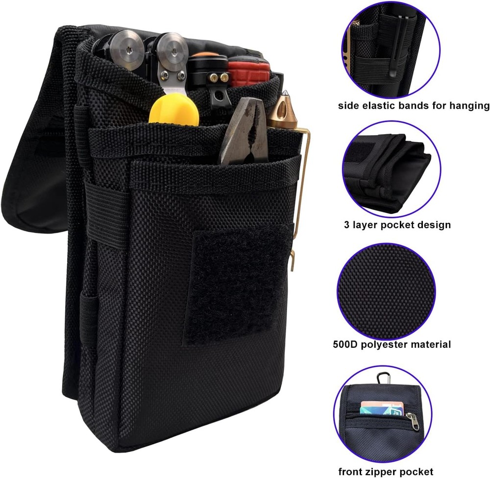 Belt Tool Pouch Holster, Multitool Organizer for EDC Gears black