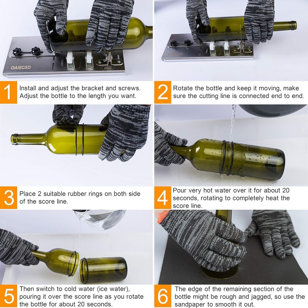 Versatile Glass Bottle Cutter with Rubber Base for Stable Cutting Projects