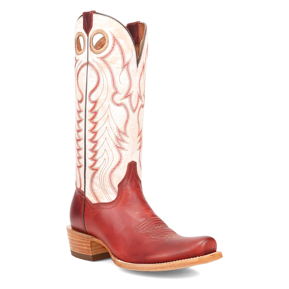 Dan Post Boots Adelaide Embroidered Square Toe Pull On Cowboy Womens Off White,