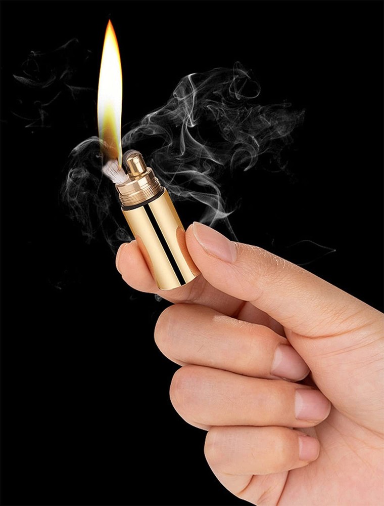 PPFISH Mini Brass Lighter - EDC Peanut Keychain - Waterproof Fire...
