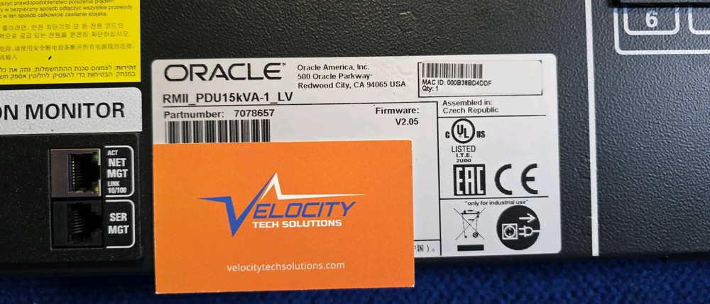Oracle 7078657 15KVA Single-phase PDU