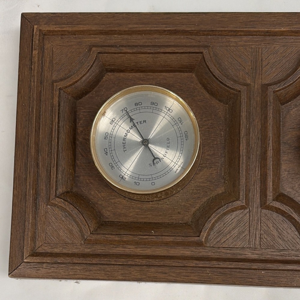 Springfield Wood Panel Wall-Mounted Barometer Thermometer Hygrometer