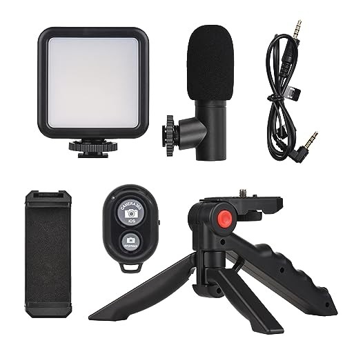 Smartphone Vlog Kit Mini LED Video Light + Cardioid Microphone + Extendable