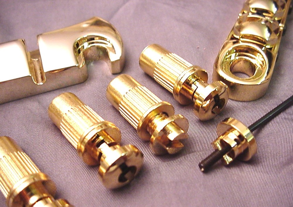 ULTIMATE BASS GUITAR BRIDGE TAILPIECE UNIT - GOLD