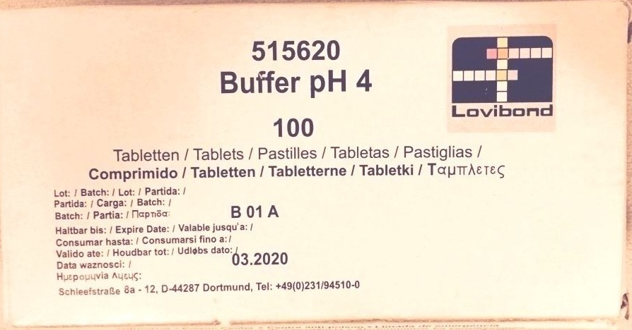 Lovibond Water Test Tablets (Strips of 10) pH 4 Buffer solution