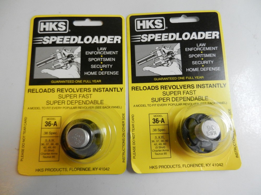 HKS Speedloader; 36-A; 5-Shot; 2 Pack; 38 Spec; 357 Mag; Fast & Dependable