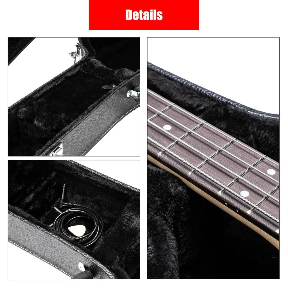 Glarry Protable GJazz Electric Guitar Hard Shell Case Microgroove Bulge Surface