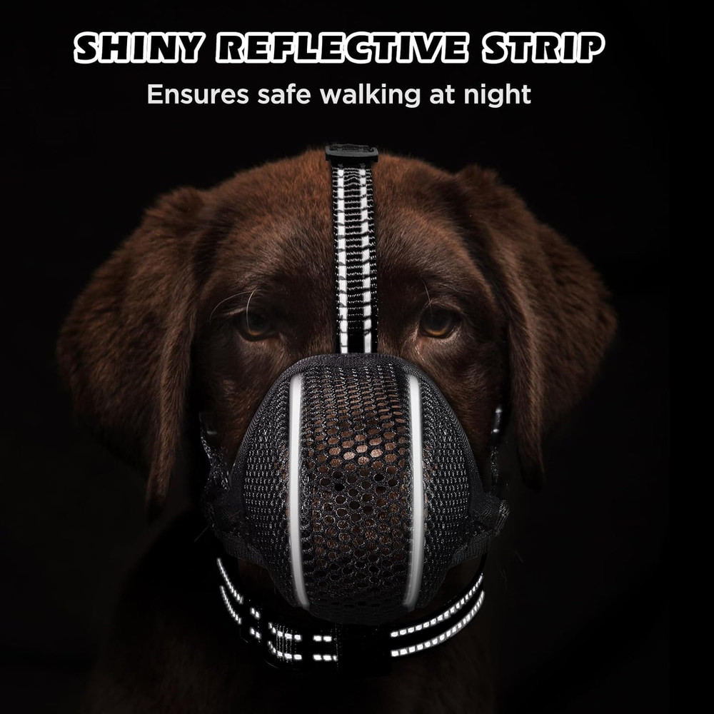 Dog Muzzle,Mesh Soft Muzzle for Small Medium Large Sized Dogs, Breathable Reflec