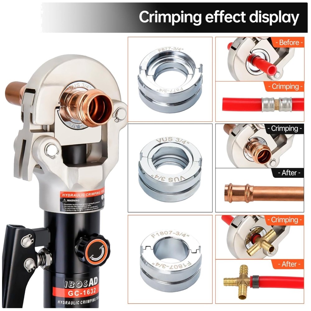 Copper Pipe Crimping Tool with Dies for Various Sizes-