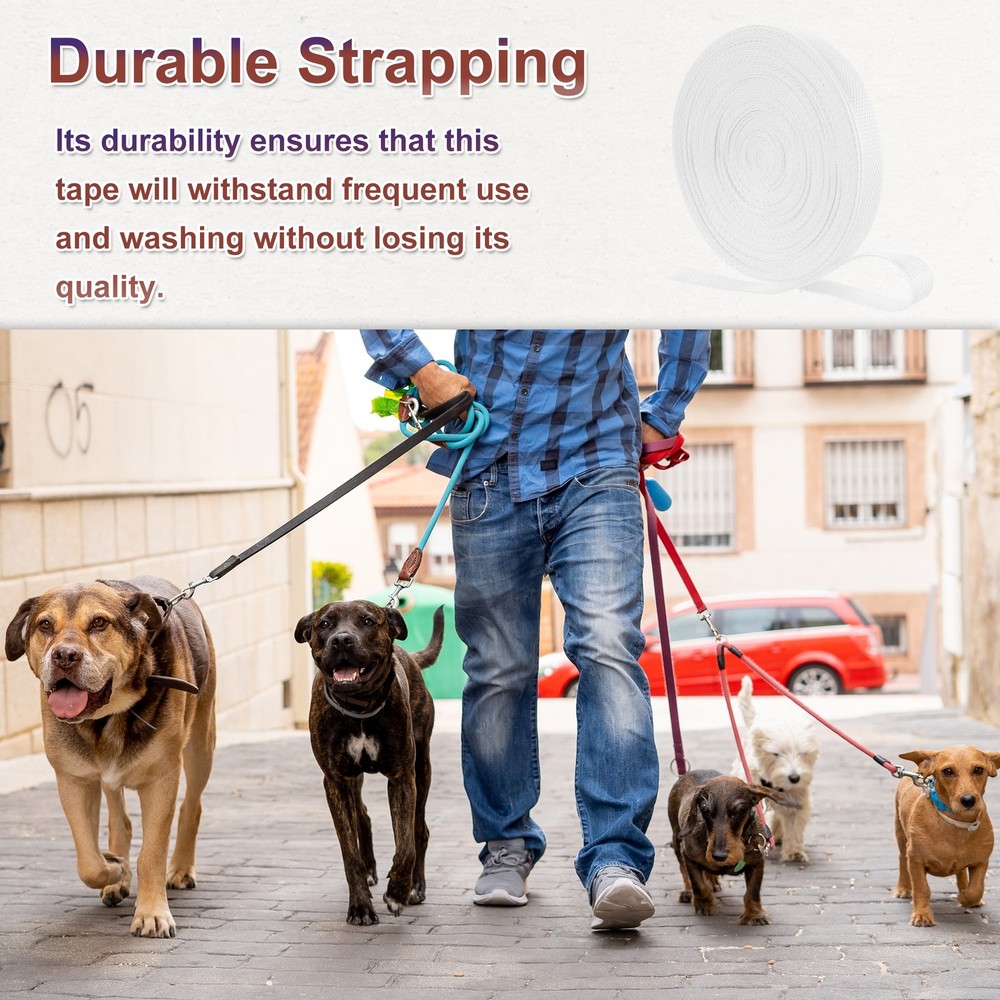 Nylon Webbing Strap, 22 Yards x 3/4" Polypropylene Flat Webbing Strap (White)