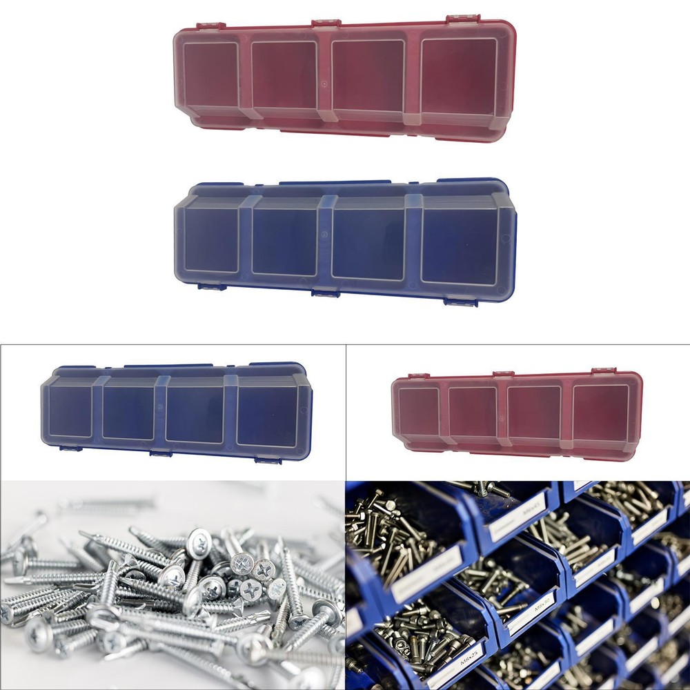 Hardware Organizer Box 4 Compartments Storage Bin Lightweight Screw Organizer