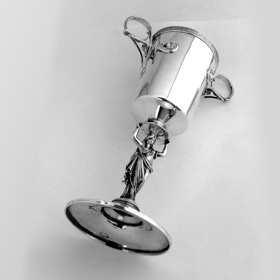 Trophy Cup Figural Lady Stem Gorham Sterling Silver 1870