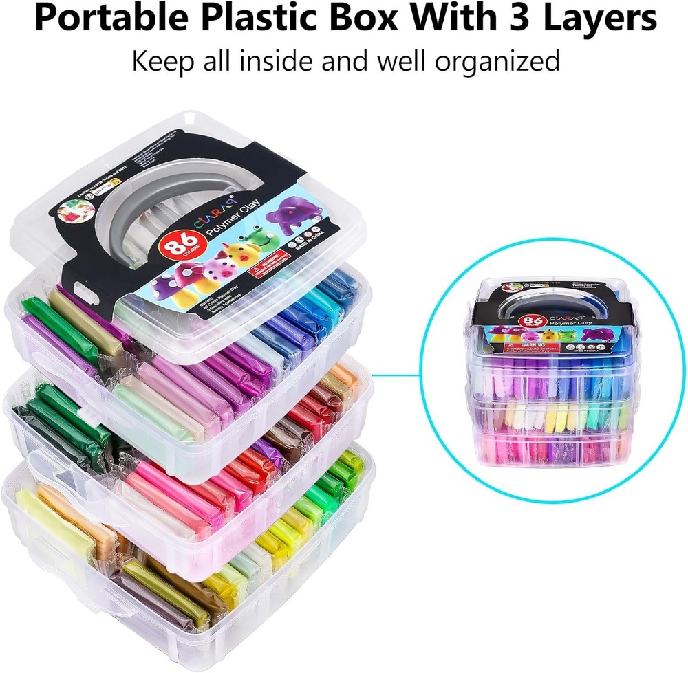 Creative Polymer Clay Starter Kit - 86 Colors, Sculpting Tools & Project Guide