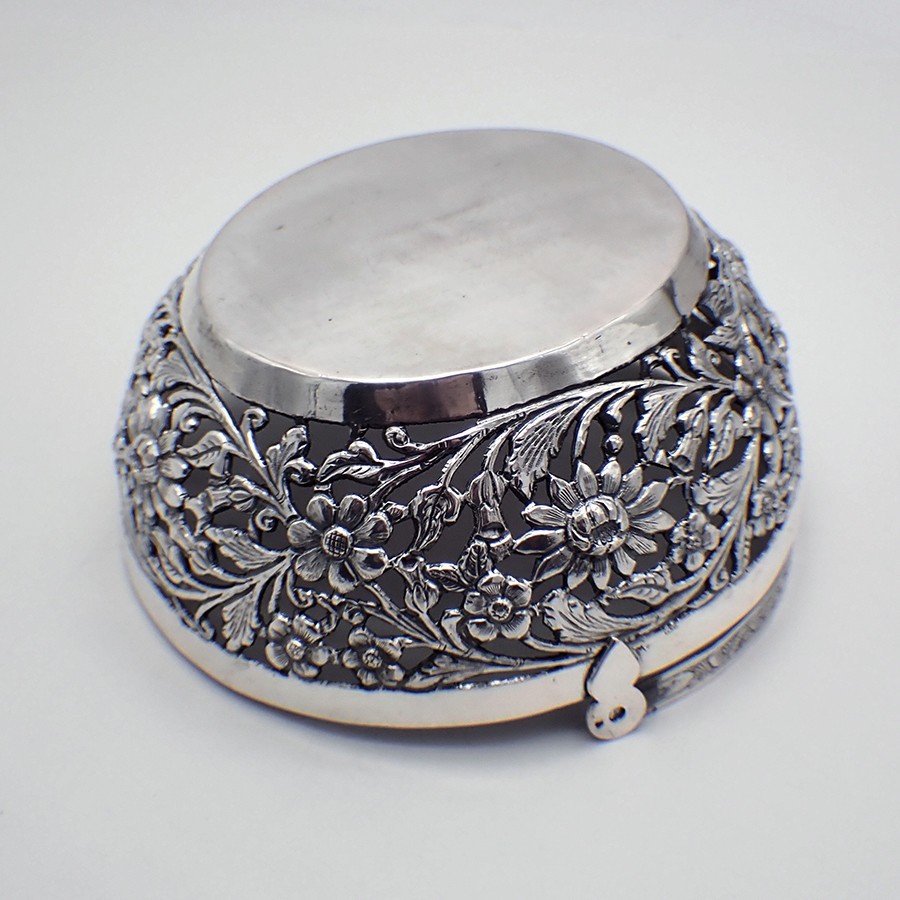 Openwork Floral Basket Chinese Silver
