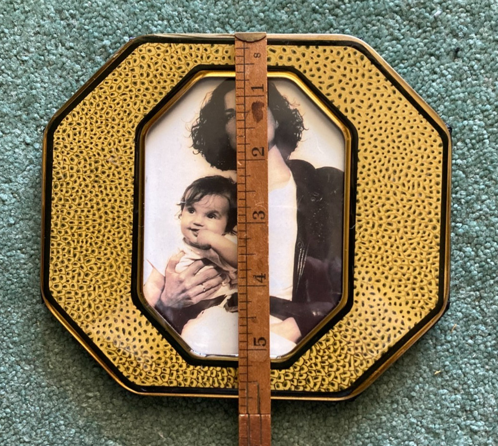 Stylish Hexagonal-Shaped Golden &Black patterned Enamel Frame by Portfolio