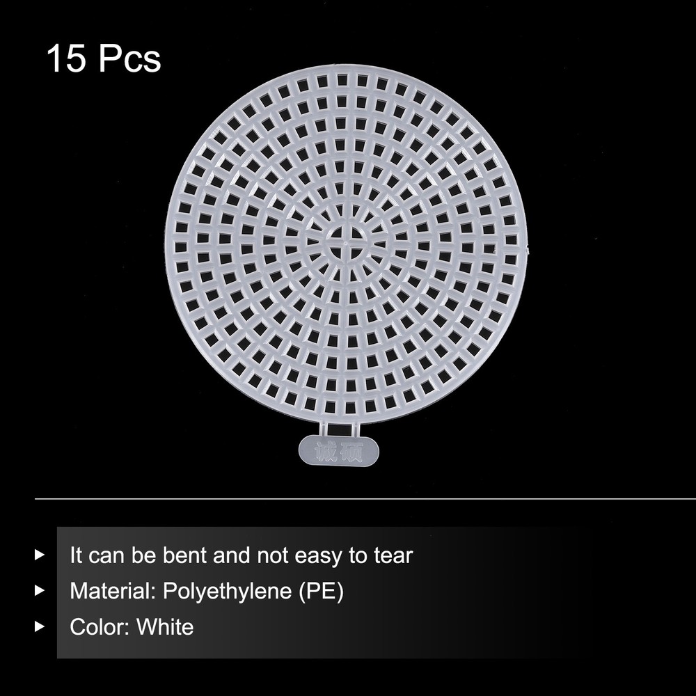 15pcs 2.4" Plastic Mesh Canvas Sheet 16 Count Round Blank Canvas White