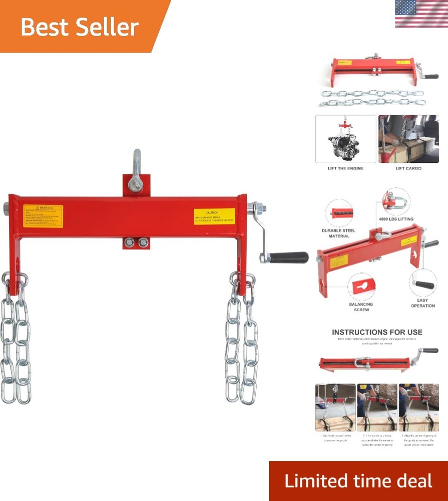 Lightweight Load Leveler Crane with Chains - Versatile Engine Lifting Tool
