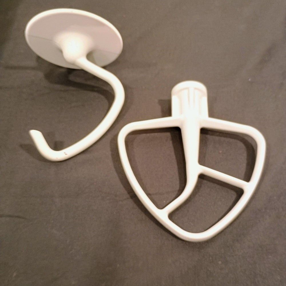 White Stand Mixer Dough Hook Flat Beater Attachment Set