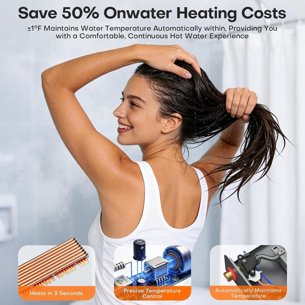 18kW Electric Tankless Water Heater 240V 4.3 GPM WiFi ETL On Demand Gray