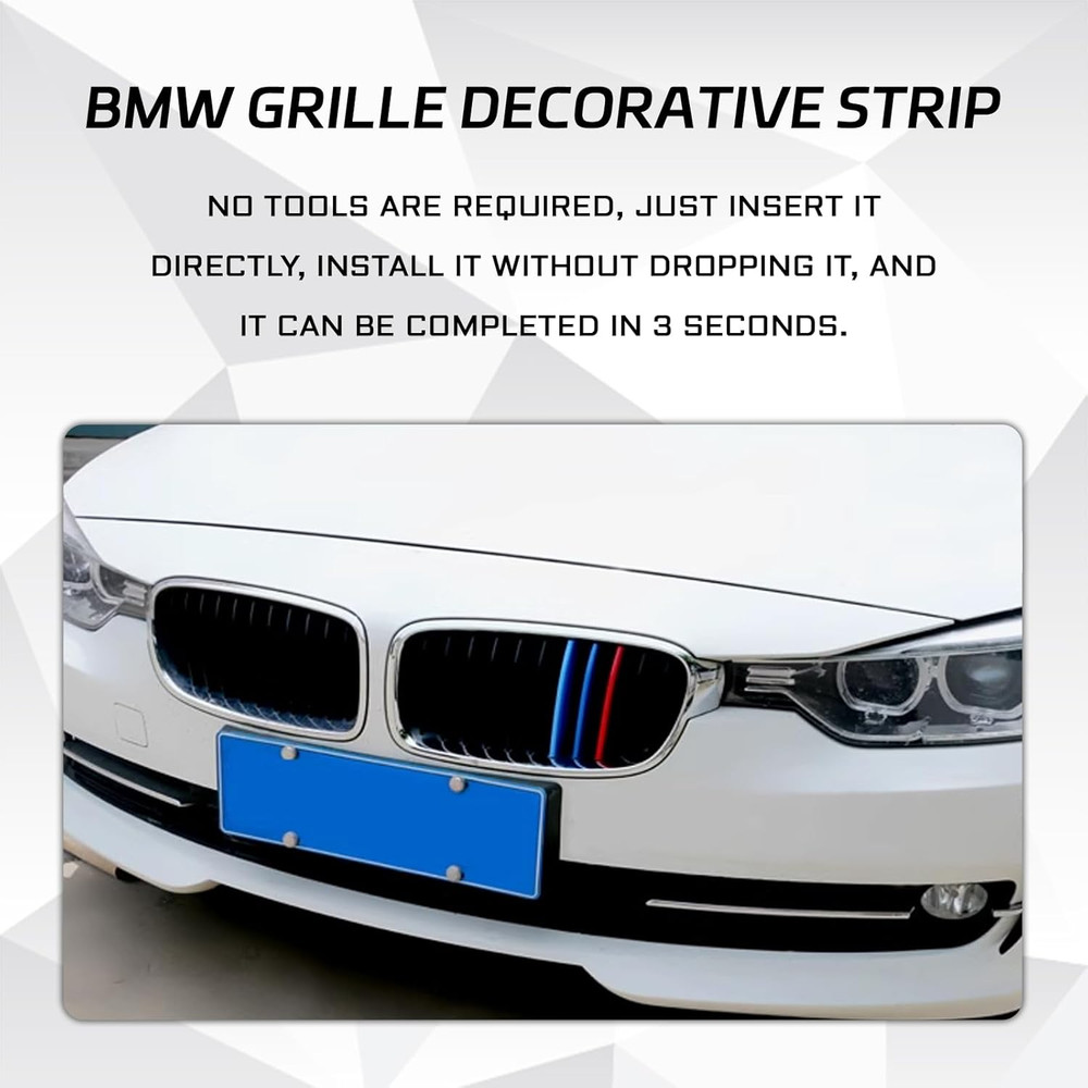 Grille Insert Trims for BMW Front Grill Inserts M-Colored Snap-On Grill Mesh Tri