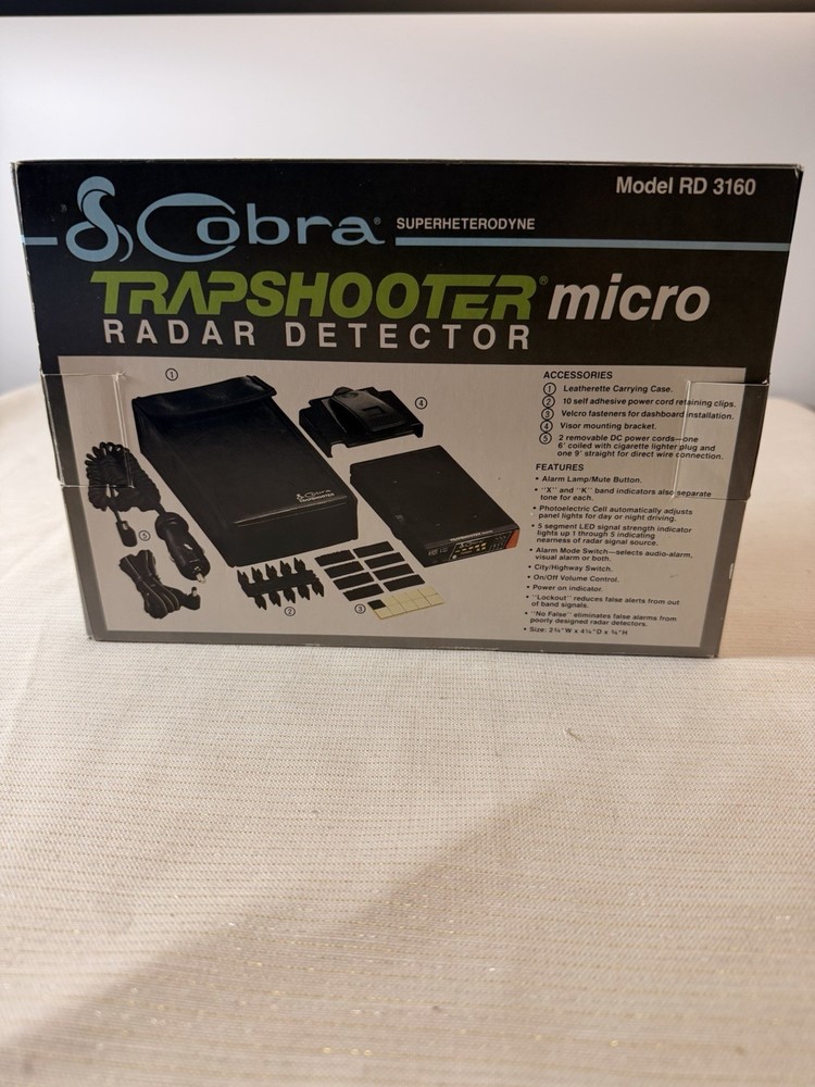Cobra Trapshooter Micro RD3160 Radar Detector New Open Box Complete
