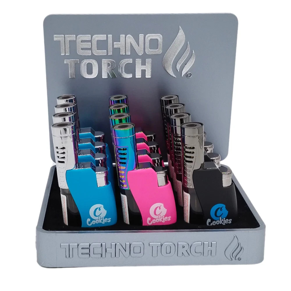TECHNO Single Flame Torch Lighter – Fuel Window – 4 Inch – Choose Color!!