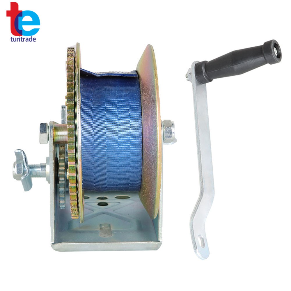 Blue 3500lbs Hand Winch Boat Use Manual Winch With 10m (32ft) Strap Winch