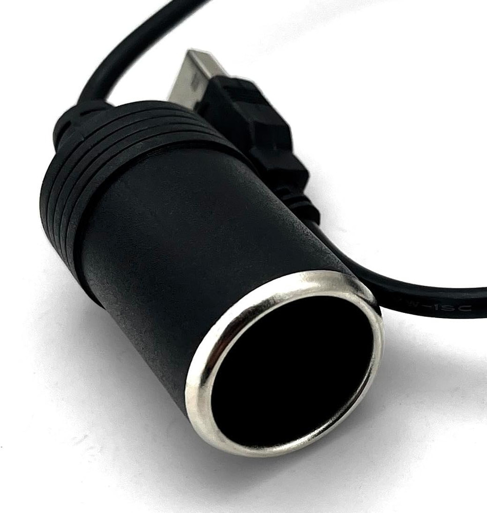USB to Car Cigarette Lighter Socket with Step-Up Converter Adapter Cable, USB-A