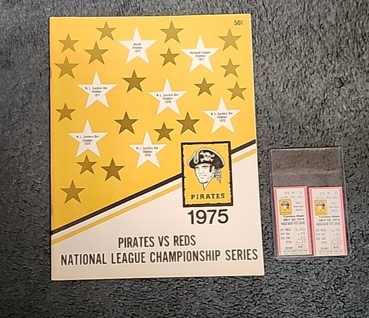 ⚾ 1975 NLCS PIRATES VS REDS Program & Ticket Stubs (2) Game 3 Score Kept RARE