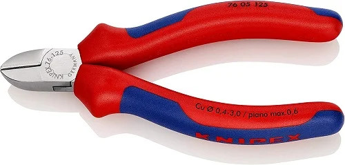 KNIPEX Tools - Electronics Diagonal Cutter, Chrome, Multi-Component (7605125)