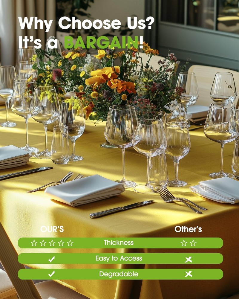 Pureegg Plastic Table Cloth Disposable 8 Pack, 54 x 108 Inch Table Cloths, Ea...