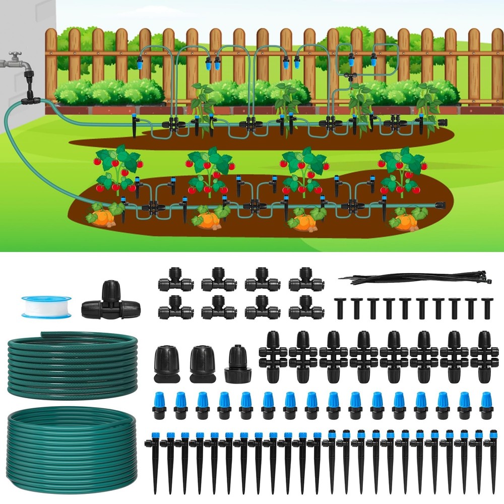 230FT Drip Irrigation System, Quick-Connect Automatic Garden Watering Misting...